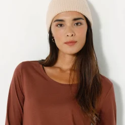 T-Shirt En Topje<Blancheporte Effen T-shirt met ronde hals en lange mouwen chocolade