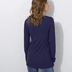 T-Shirt En Topje<Blancheporte Effen T-shirt met ronde hals, in stretchstof marine