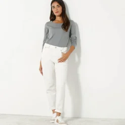 T-Shirt En Topje<Blancheporte Effen T-shirt met ronde hals en lange mouwen grijs