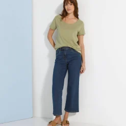 T-Shirt En Topje<Blancheporte Effen T-shirt met ronde hals en korte mouwen, katoen lichtkaki