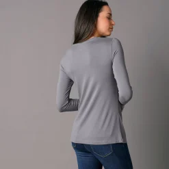 T-Shirt En Topje<Blancheporte Effen T-shirt met ronde hals, in stretchstof grijs
