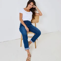 T-Shirt En Topje<Blancheporte Effen T-shirt met ronde hals en korte mouwen, katoen wit