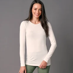 T-Shirt En Topje<Blancheporte Effen T-shirt met ronde hals, in stretchstof gebroken wit