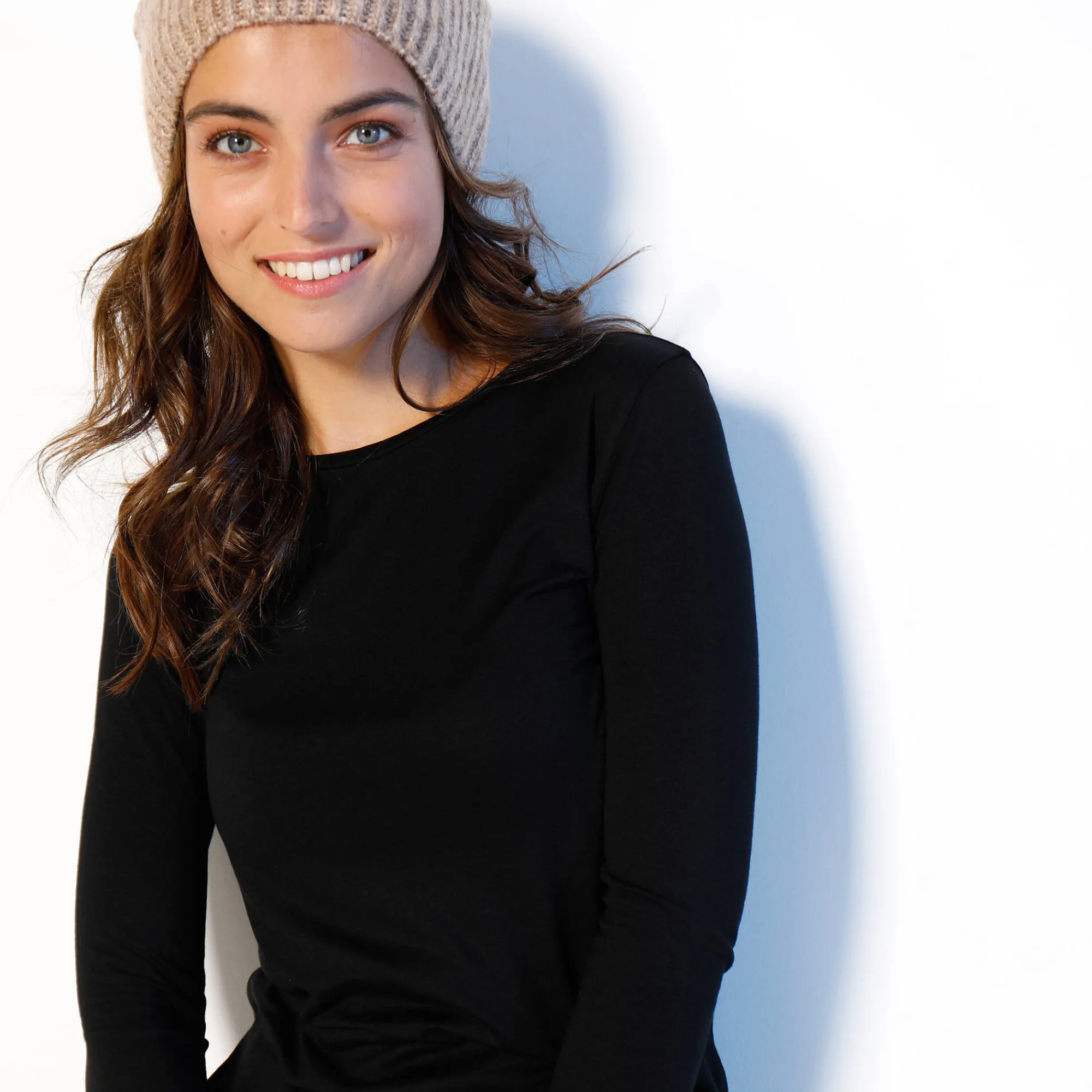 T-Shirt En Topje<Blancheporte Effen T-shirt met ronde hals, in stretchstof zwart