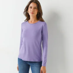 T-Shirt En Topje<Blancheporte Effen T-shirt met ronde hals, in stretchstof parma