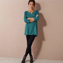 T-Shirt En Topje|Bloes En Tuniek<Blancheporte Effen tuniek donkergroen