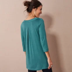 T-Shirt En Topje|Bloes En Tuniek<Blancheporte Effen tuniek donkergroen