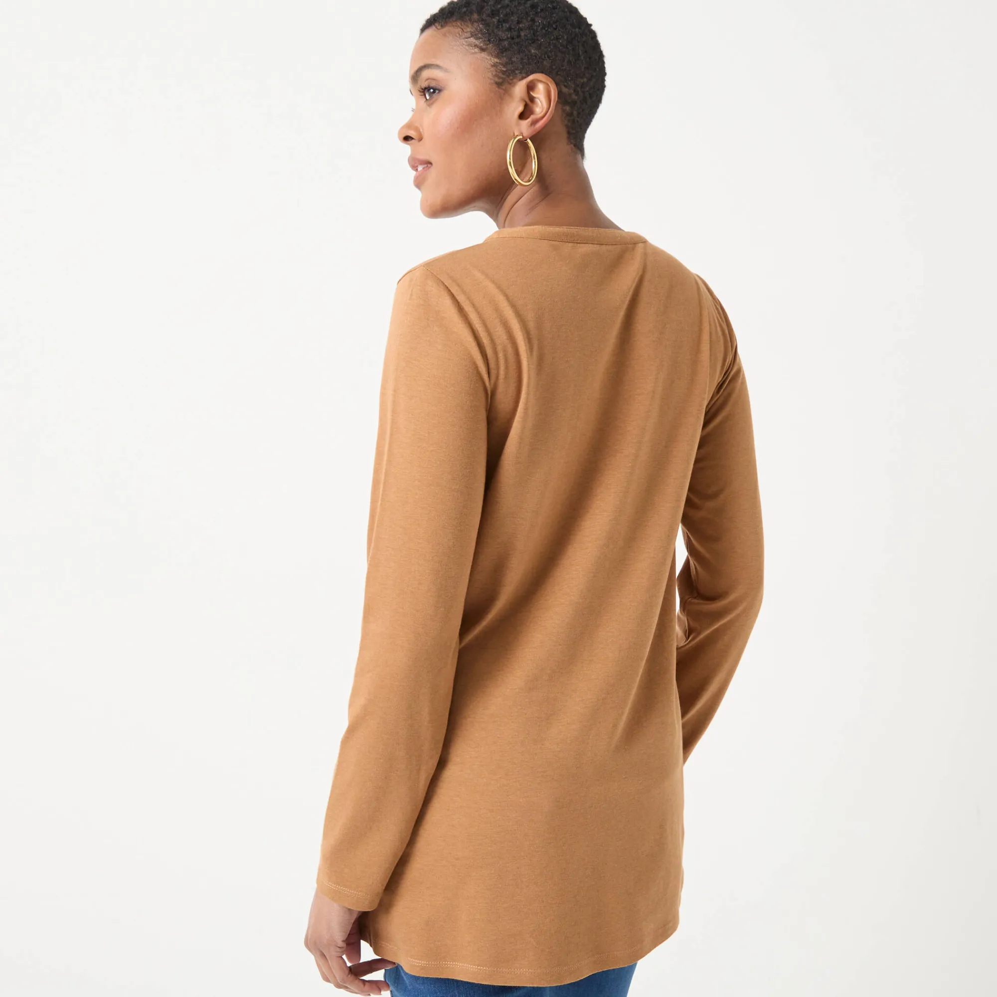 T-Shirt En Topje|Bloes En Tuniek<Blancheporte Effen tuniek met knoopkraag karamel