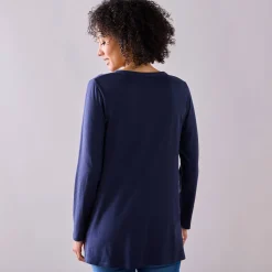 T-Shirt En Topje|Bloes En Tuniek<Blancheporte Effen tuniek met knoopkraag marine