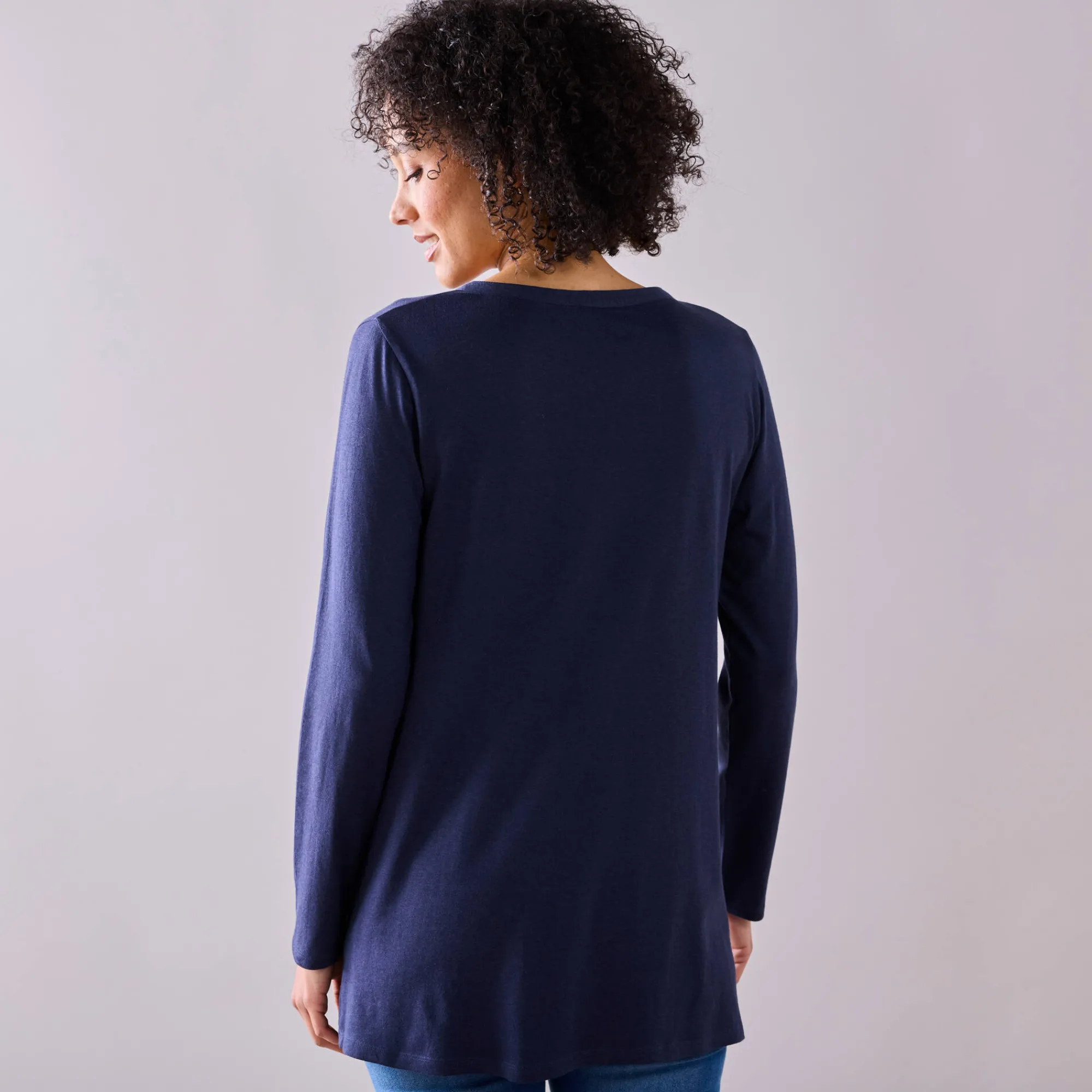 T-Shirt En Topje|Bloes En Tuniek<Blancheporte Effen tuniek met knoopkraag marine