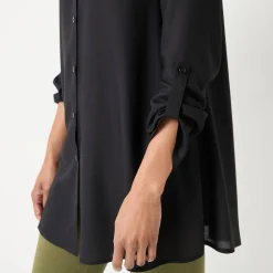 Bloes En Tuniek<Blancheporte Effen tuniek met knopen en kant zwart