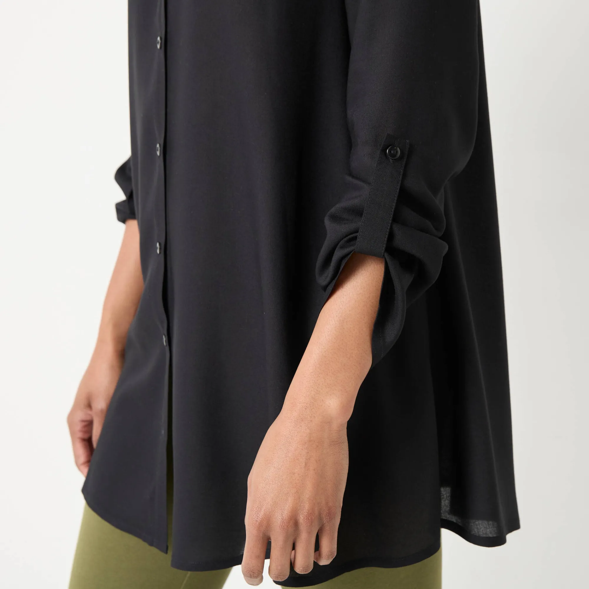 Bloes En Tuniek<Blancheporte Effen tuniek met knopen en kant zwart