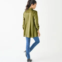 Bloes En Tuniek<Blancheporte Effen tuniek met knopen en kant linde