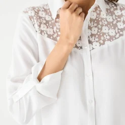 Feestoutfits Dames|Bloes En Tuniek<Blancheporte Effen tuniek met knopen en kant ecru
