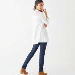 Feestoutfits Dames|Bloes En Tuniek<Blancheporte Effen tuniek met knopen en kant ecru