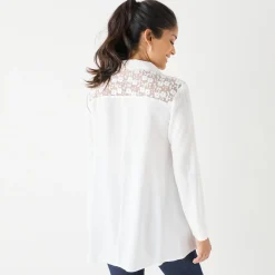Feestoutfits Dames|Bloes En Tuniek<Blancheporte Effen tuniek met knopen en kant ecru