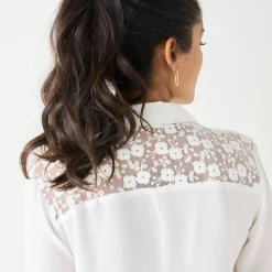 Feestoutfits Dames|Bloes En Tuniek<Blancheporte Effen tuniek met knopen en kant ecru