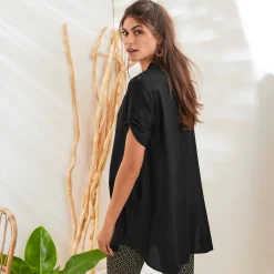 Bloes En Tuniek<Blancheporte Effen tuniek met Tunesische hals en knopen zwart