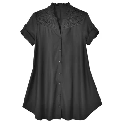 Bloes En Tuniek<Blancheporte Effen tuniek met Tunesische hals en knopen zwart