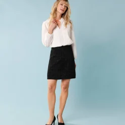 Feestoutfits Dames|Rok<Blancheporte Effen tweedrok voor kleine lengtes zwart