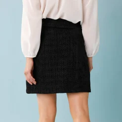 Feestoutfits Dames|Rok<Blancheporte Effen tweedrok voor kleine lengtes zwart