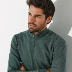 Sweater|Trui En Vest<Blancheporte Effen vest met opstaande kraag en rits donkergroen