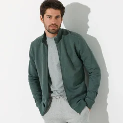 Sweater|Trui En Vest<Blancheporte Effen vest met opstaande kraag en rits donkergroen