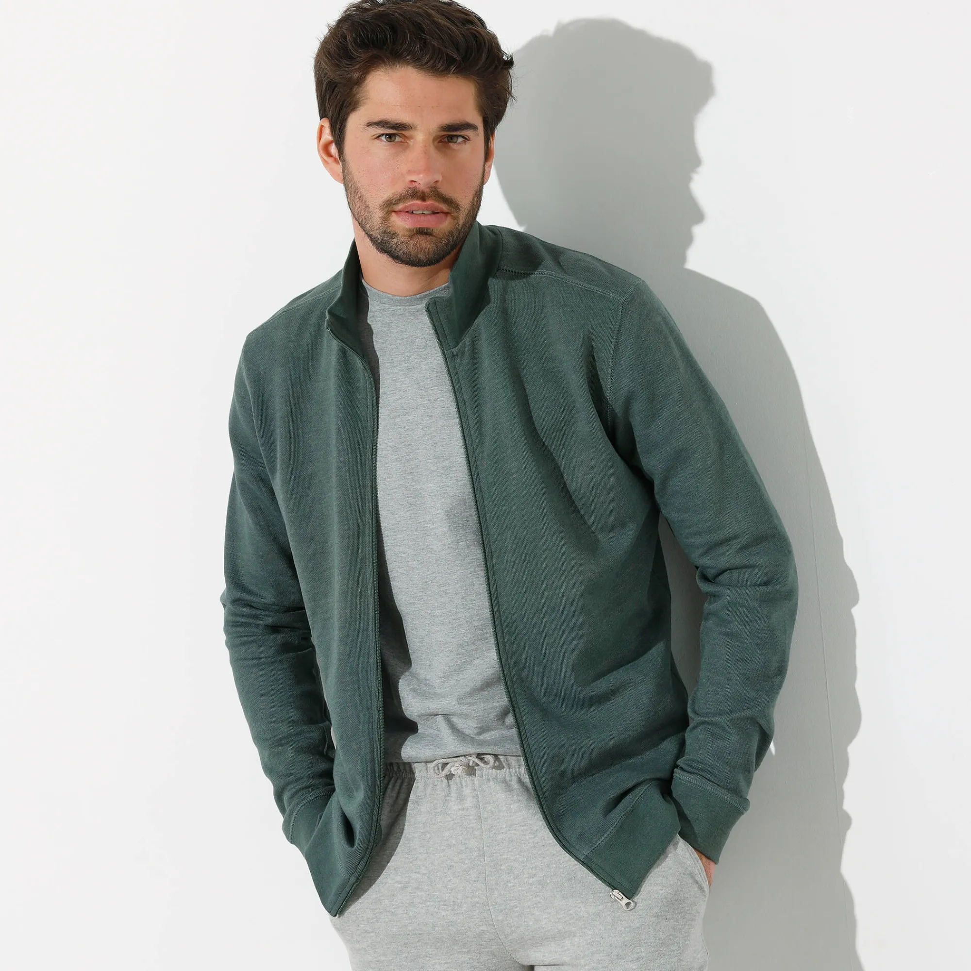 Sweater|Trui En Vest<Blancheporte Effen vest met opstaande kraag en rits donkergroen