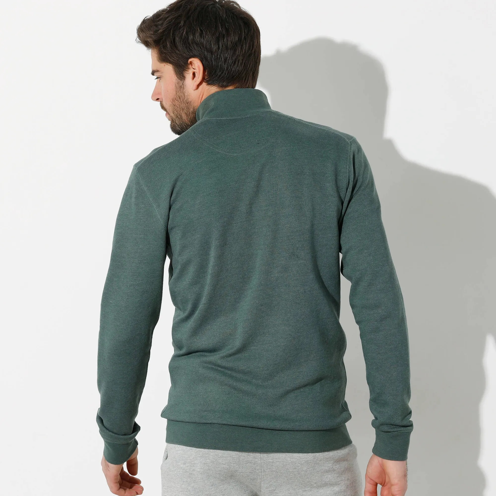 Sweater|Trui En Vest<Blancheporte Effen vest met opstaande kraag en rits donkergroen