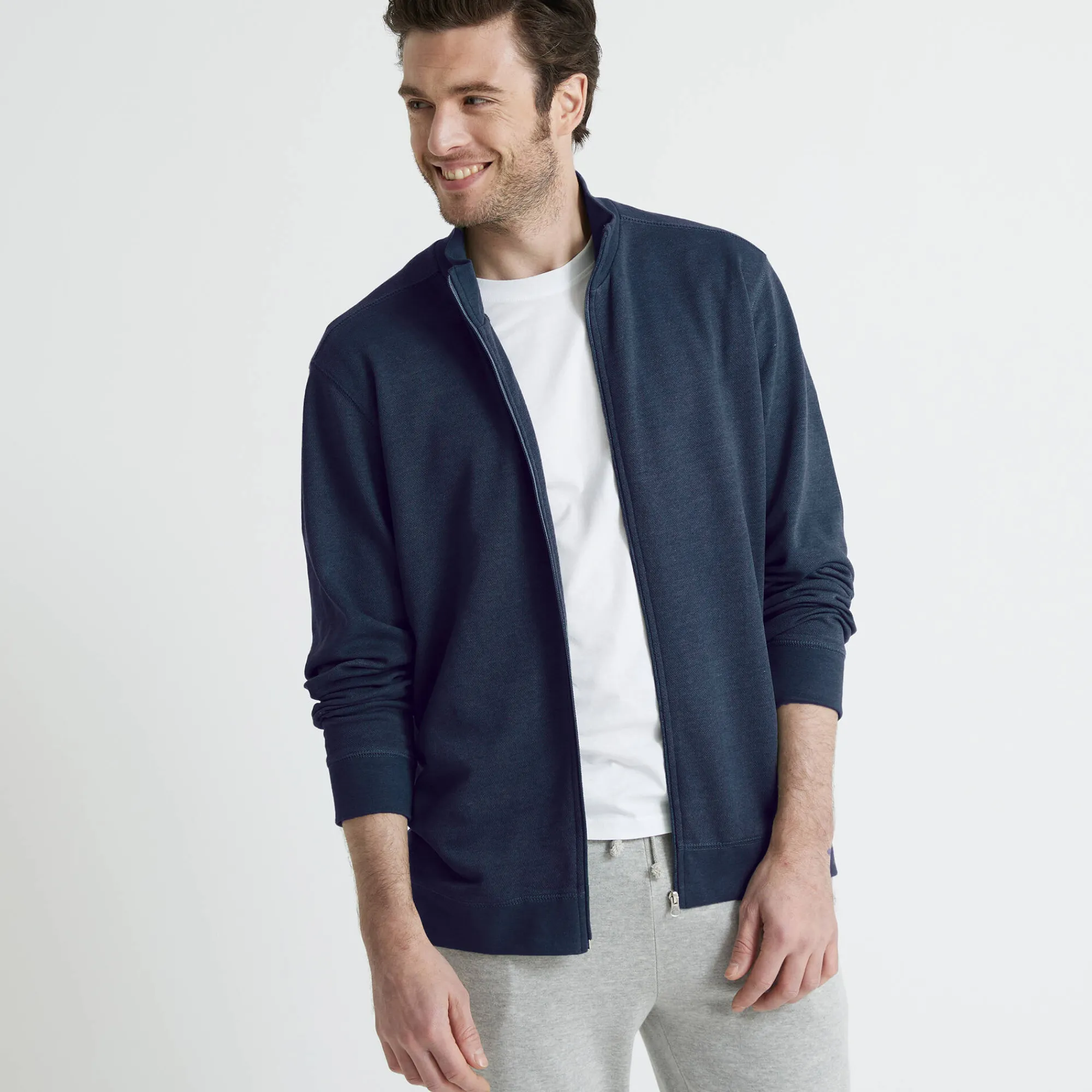 Sweater|Trui En Vest<Blancheporte Effen vest met opstaande kraag en rits marine