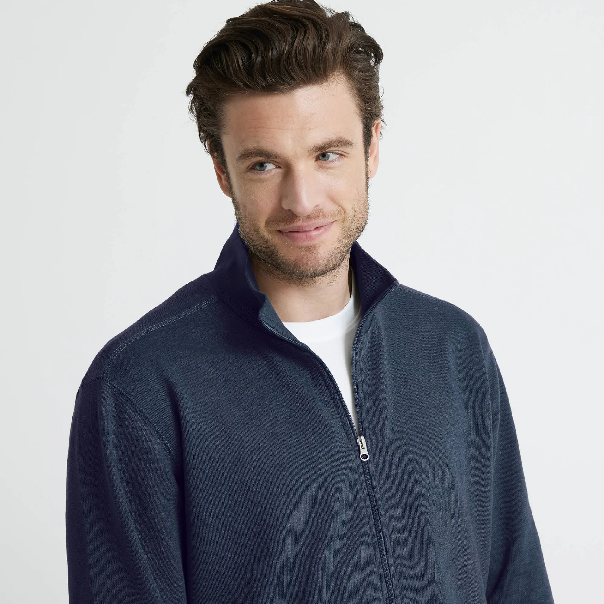 Sweater|Trui En Vest<Blancheporte Effen vest met opstaande kraag en rits marine