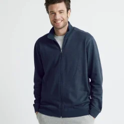 Sweater|Trui En Vest<Blancheporte Effen vest met opstaande kraag en rits marine