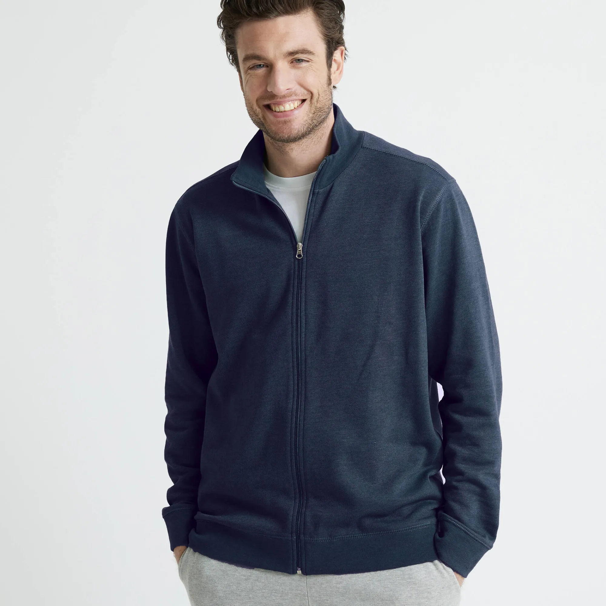 Sweater|Trui En Vest<Blancheporte Effen vest met opstaande kraag en rits marine