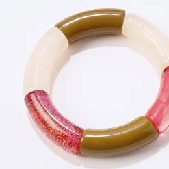Accessoires En Juwelen<Blancheporte Elastische armband met buisvormige parels, set van 2 roze / ecru