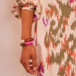 Accessoires En Juwelen<Blancheporte Elastische armband met buisvormige parels, set van 2 oranje / paars