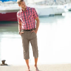 Broek<Blancheporte Elastische 3/4-broek + bijpassende ceintuur donkerbeige