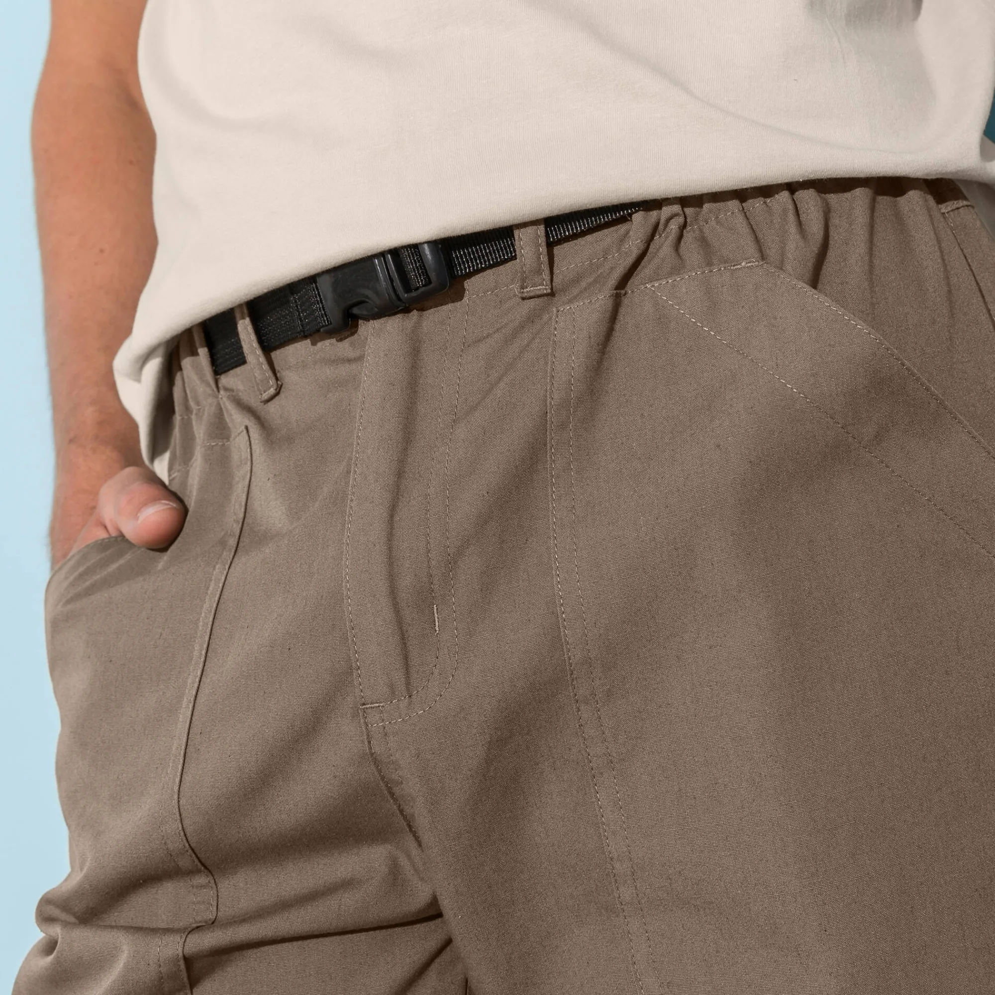 Broek<Blancheporte Elastische 3/4-broek + bijpassende ceintuur donkerbeige
