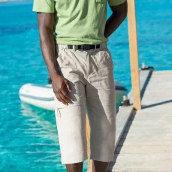 Broek<Blancheporte Elastische 3/4-broek + bijpassende ceintuur zandkleur