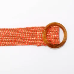 Accessoires En Juwelen<Blancheporte Elastische ceintuur in raffia, ecru/oranje ecru / oranje