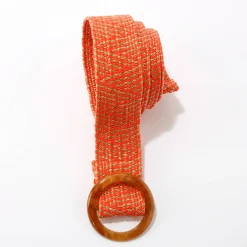 Accessoires En Juwelen<Blancheporte Elastische ceintuur in raffia, ecru/oranje ecru / oranje