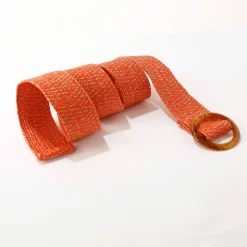 Accessoires En Juwelen<Blancheporte Elastische ceintuur in raffia, ecru/oranje ecru / oranje