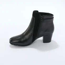 Feestelijke Schoenen|Bottines En Boots<Blancheporte Elastische, leren boots in 2 materialen, met gesp en hak zwart