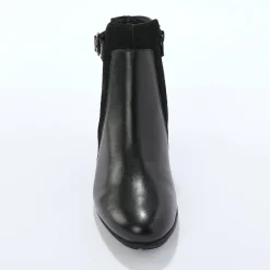 Feestelijke Schoenen|Bottines En Boots<Blancheporte Elastische, leren boots in 2 materialen, met gesp en hak zwart