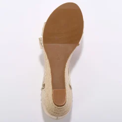 Sandalen En Espadrilles|Schoenen<Blancheporte Elastische sandalen met sleehak, kunststof goudkleurig
