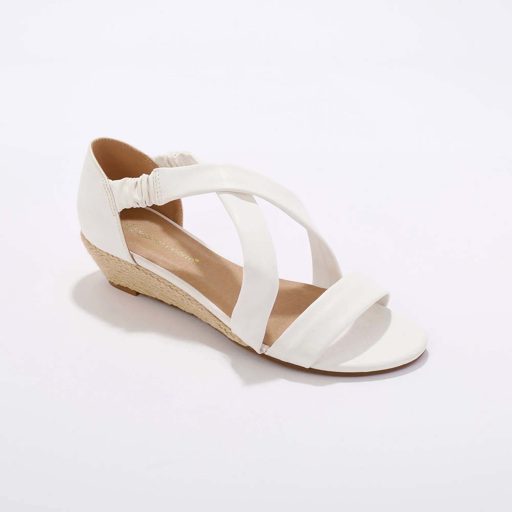 Sandalen En Espadrilles|Schoenen<Blancheporte Elastische sandalen met sleehak, kunststof wit