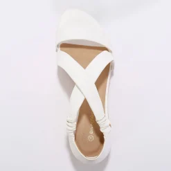 Sandalen En Espadrilles|Schoenen<Blancheporte Elastische sandalen met sleehak, kunststof wit