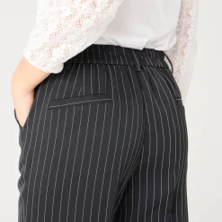 Broek<Blancheporte Elegante, rechte broek, gestreept zwart / wit
