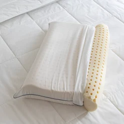 Hoofdkussen<Blancheporte Ergonomische hoofdkussen in microgeperforeerde latex, dubbel golvend ecru