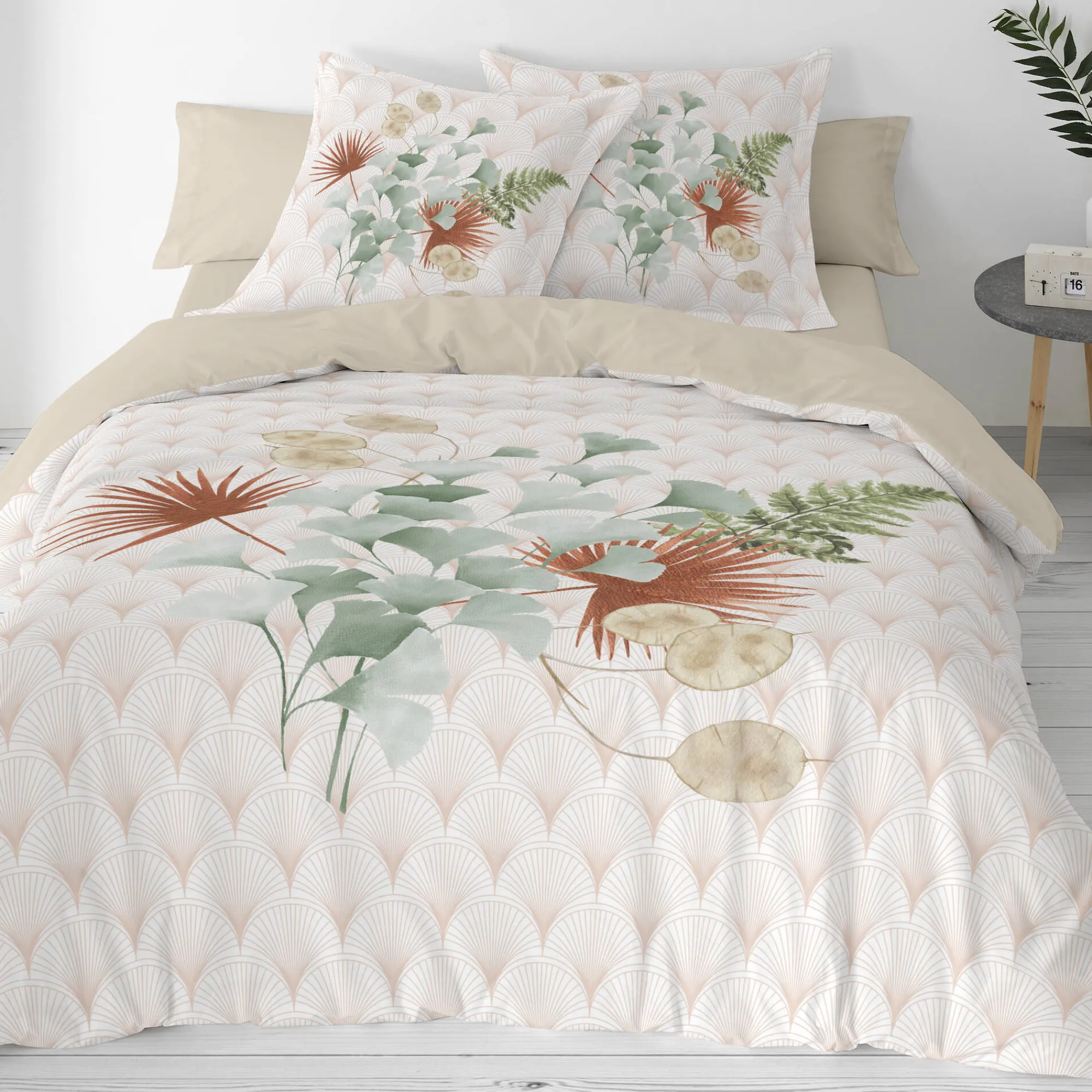 Delige Bedlinnenset|Kussensloop<Blancheporte Eve katoenen bedlinnen met bloemenprint wit