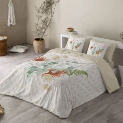 Delige Bedlinnenset|Kussensloop<Blancheporte Eve katoenen bedlinnen met bloemenprint wit